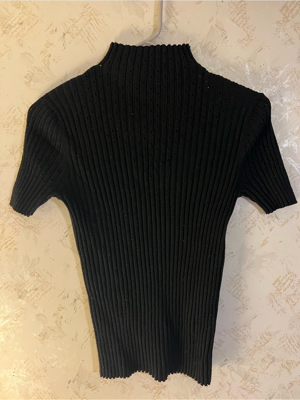 Truth by Republic Black Short-Sleeve Ribbed Mock Neck Sweater